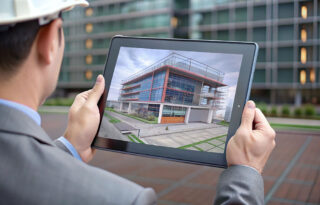 Engineer reviewing as-built model onsite