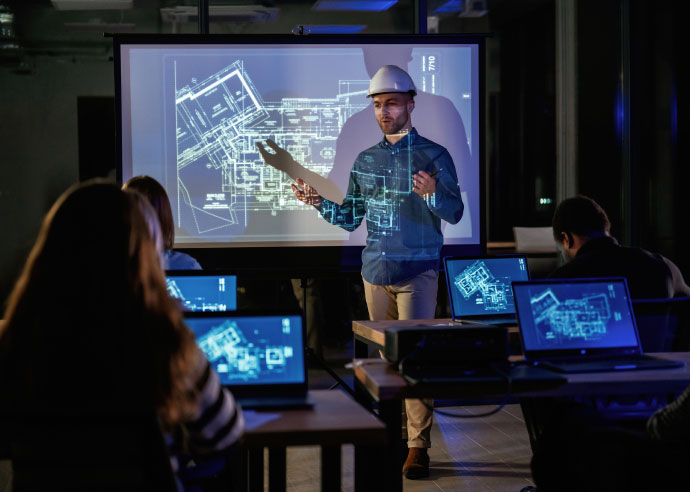 Engineers reviewing construction project Southern UK