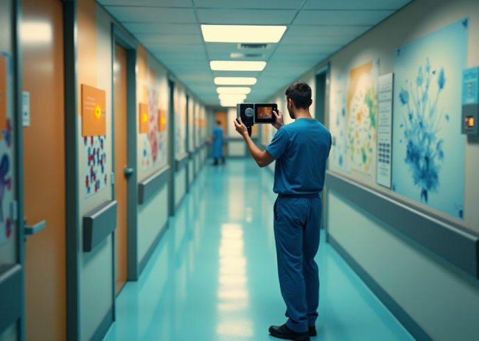 Technician scanning healthcare facility Southern UK