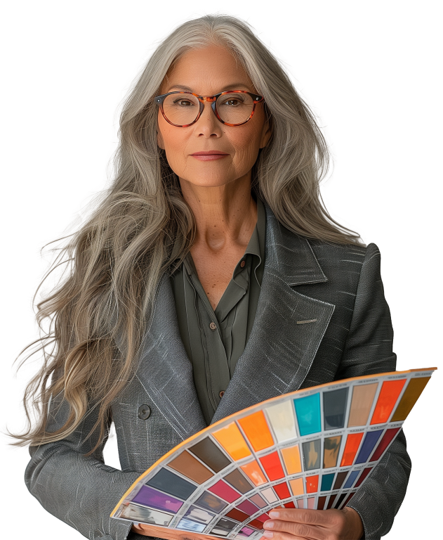 Interior designer holding colour swatch cards