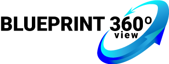 Blueprint360View brand identity symbol representing digital surveying and immersive 3D solutions in Southern United Kingdom.