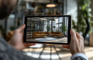 Tenant exploring virtual commercial property