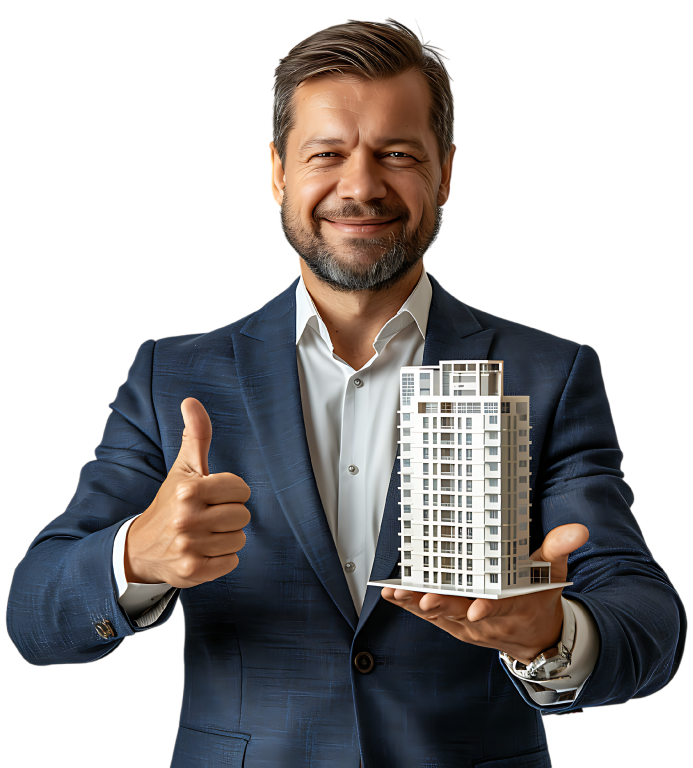 Property manager reviewing building data