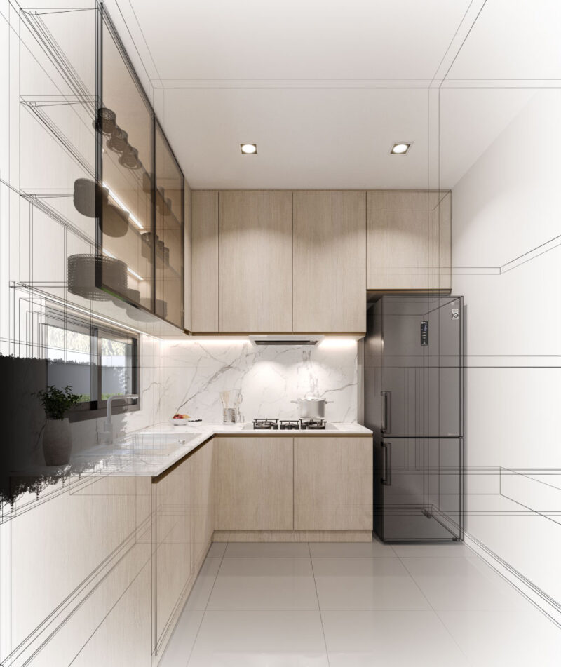 Virtual 3D kitchen walkthrough