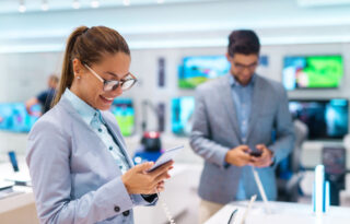 Retail team reviewing virtual store layout