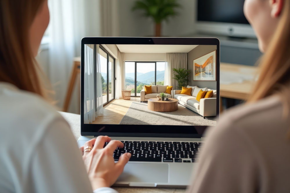 Estate agent showing immersive 3D tour Southern UK