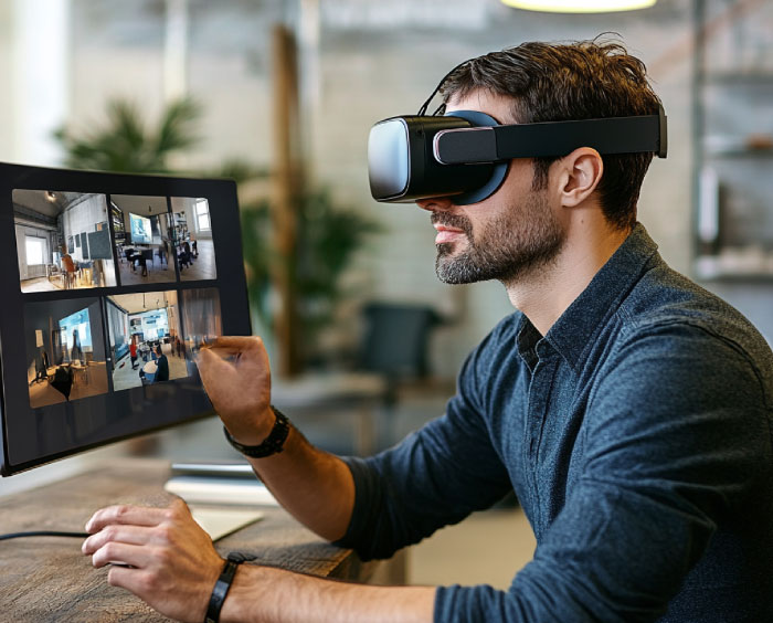 Technician scanning house immersive 3D tour Southern UK