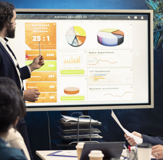 Marketing director presenting visuals Southern UK