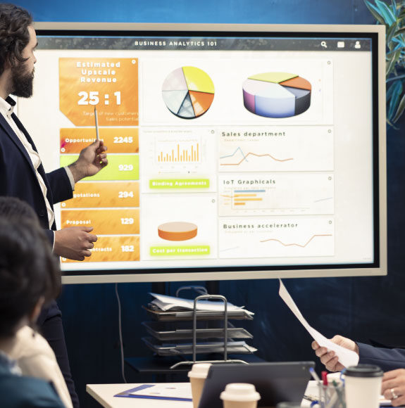 Marketing director presenting visuals Southern UK