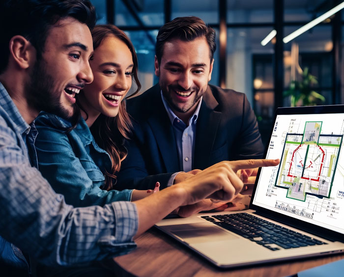 Team reviewing digital tour Southern UK