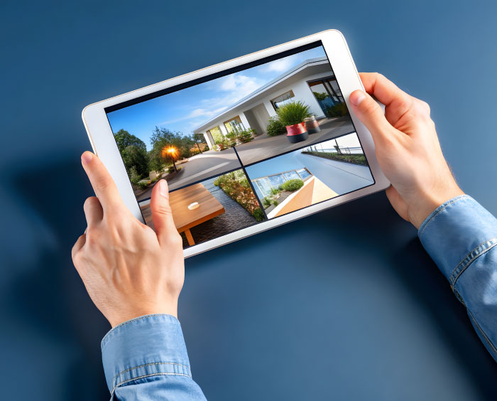 Tablet displaying property walkthrough Southern UK