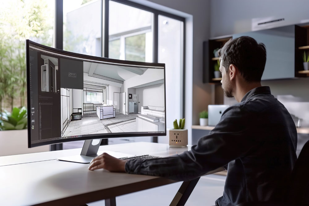 Architect checking digital dimensions Southern UK