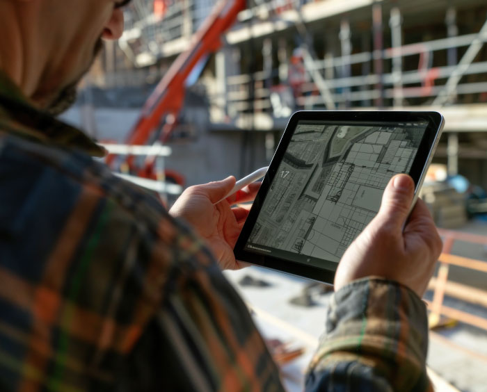 Contractor using tablet Southern UK