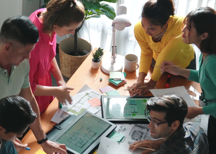 Team reviewing project data Southern UK