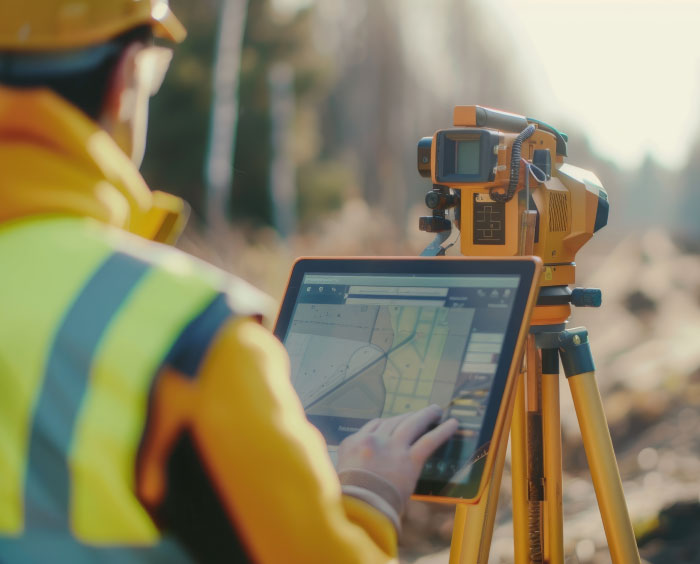 Surveyor scanning steel Southern UK