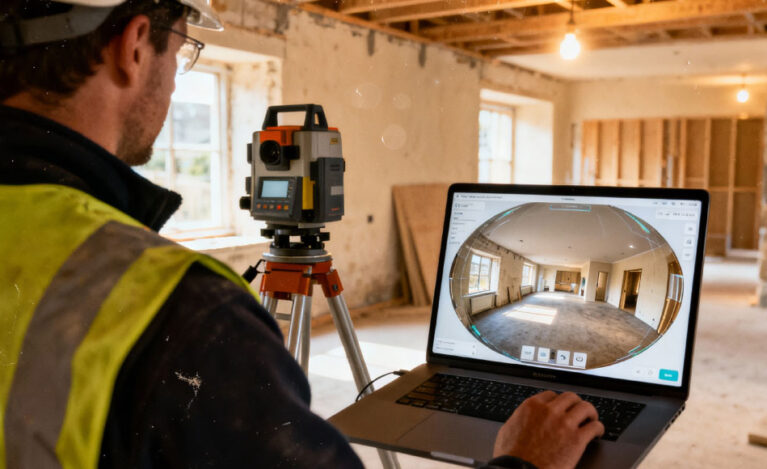 Measurement to Digital Experience Measured survey data combined with a 360 degree virtual tour to create a complete digital project experience.