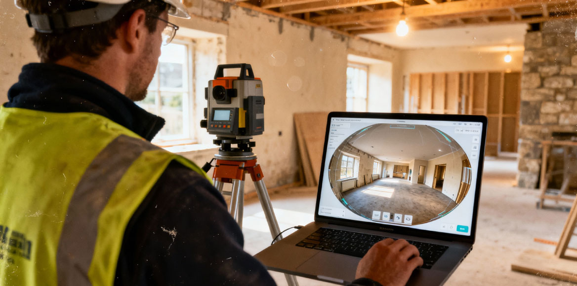 Measured survey data combined with a 360 degree virtual tour to create a complete digital project experience.